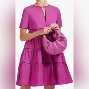 L1. Staud Purple Mini Baby Doll Tiered Dress